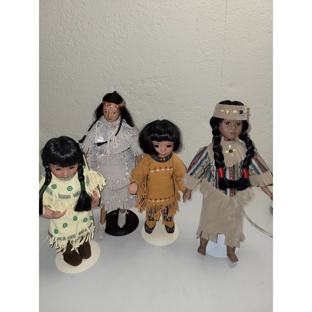 Porcelain Native American Doll Figures Lot Of 4 - Picture 11 of 11